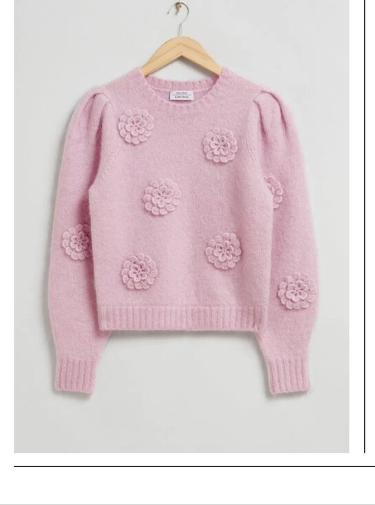 & Other Stories Sweaters - & Other Stories Nwt Rose-Appliqué Knit Jumper Sweater Size Large Mohair/wool